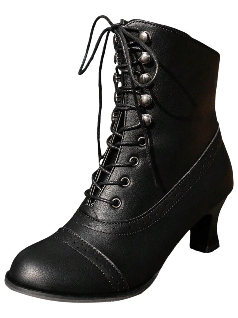 ๐ Womens Vintage Victorian Boots Lace up Mid Heel Granny Boots Mid-Calf - Picture 2 of 2